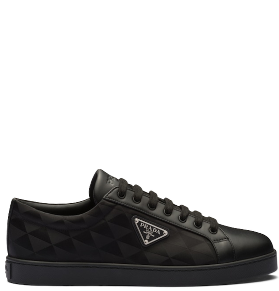  Giày Nam Prada Leather And Re-nylon Sneakers 'Black' 