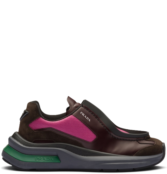 Giày Nam Prada Systeme Brushed Leather Sneakers With Bike 'Garnet' 