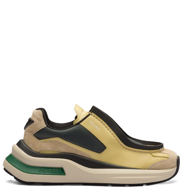  Giày Nam Prada Systeme Brushed Leather Sneakers 'Vanilla' 