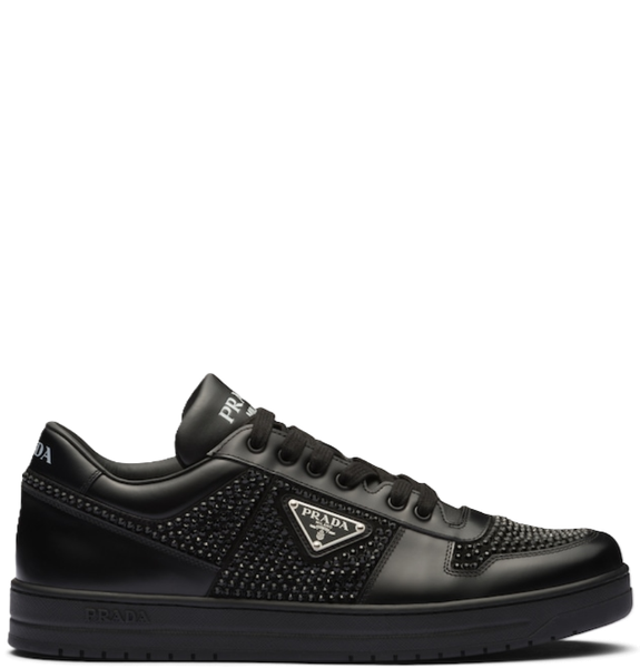  Giày Nam Prada Downtown Leather Sneakers With Crystals 'Black' 