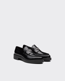  Giày Nam Prada Chocolate Sharp Brushed Leather Pointed Loafers 'Black' 
