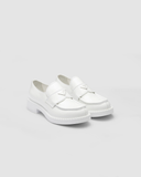  Giày Nam Prada Chocolate Sharp Brushed Leather Pointed Loafers 'White' 