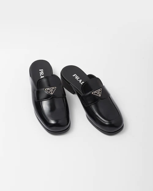  Giày Prada Nữ Brushed Leather Mules Black 