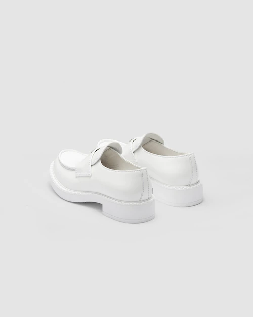  Giày Nam Prada Chocolate Sharp Brushed Leather Pointed Loafers 'White' 