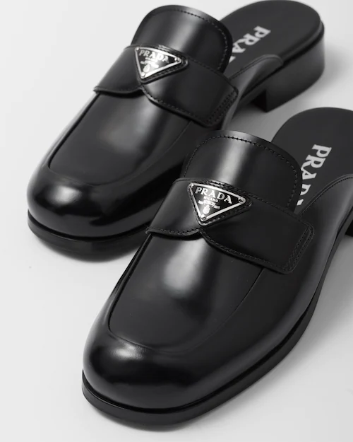  Giày Prada Nữ Brushed Leather Mules Black 
