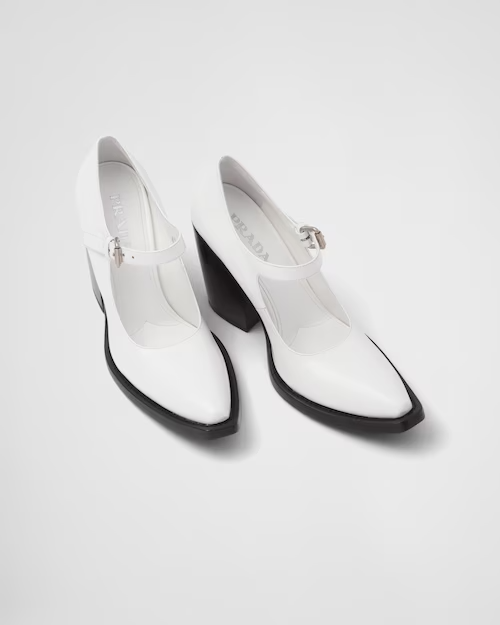  Giày Nữ Prada Brushed Leather Pumps 'White' 