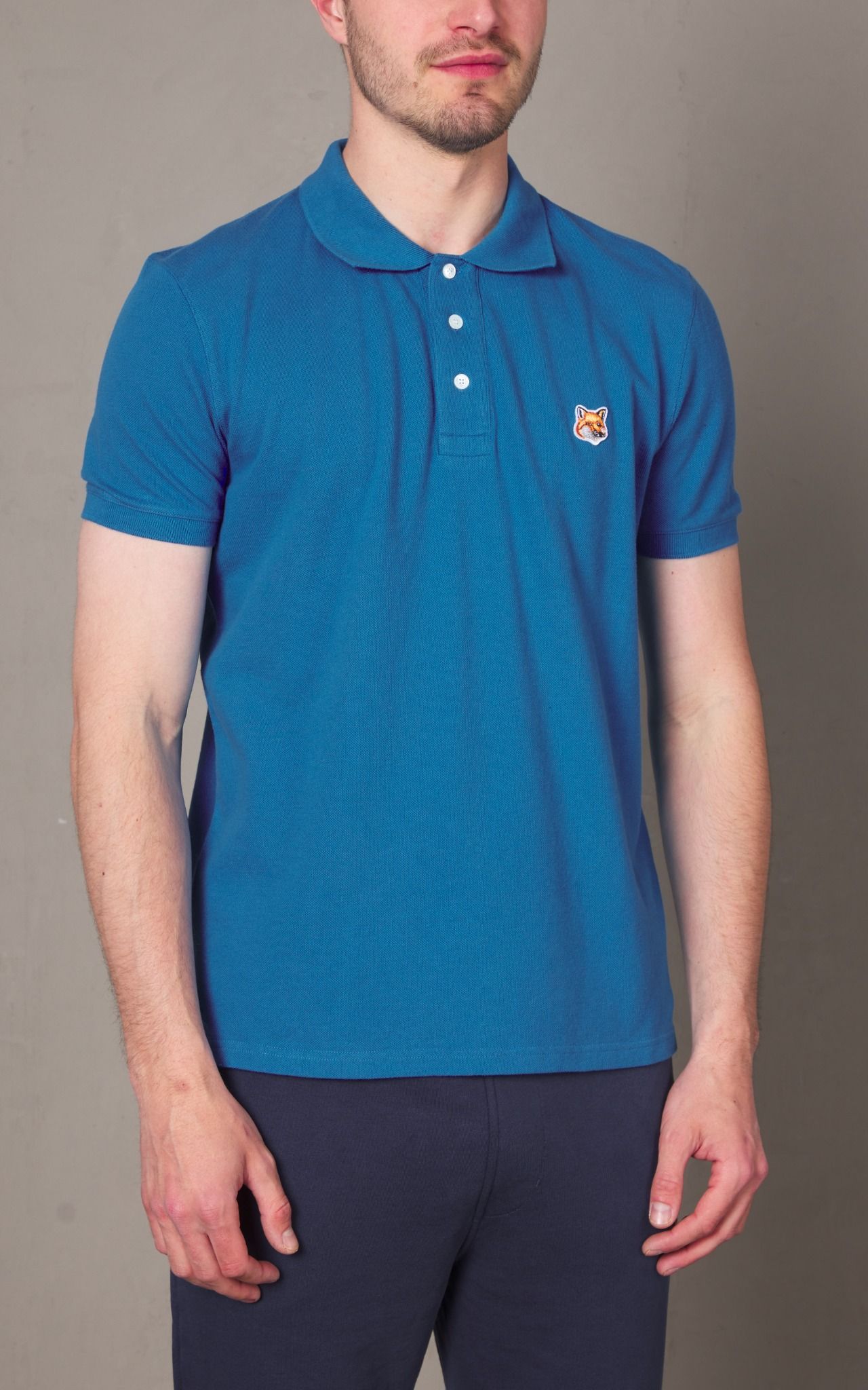  Áo Maison Kitsune Azure Pique Weave Polo 'Blue' 