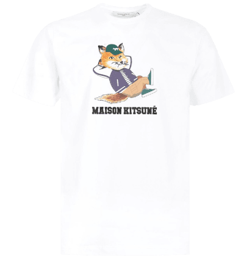  Áo Maison Kitsune Cartoon Pattern Printed 'White' 