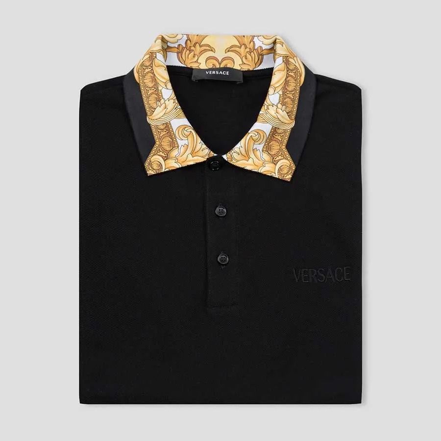  Áo Nam Versace Logo Embroidered Polo 'Black' 