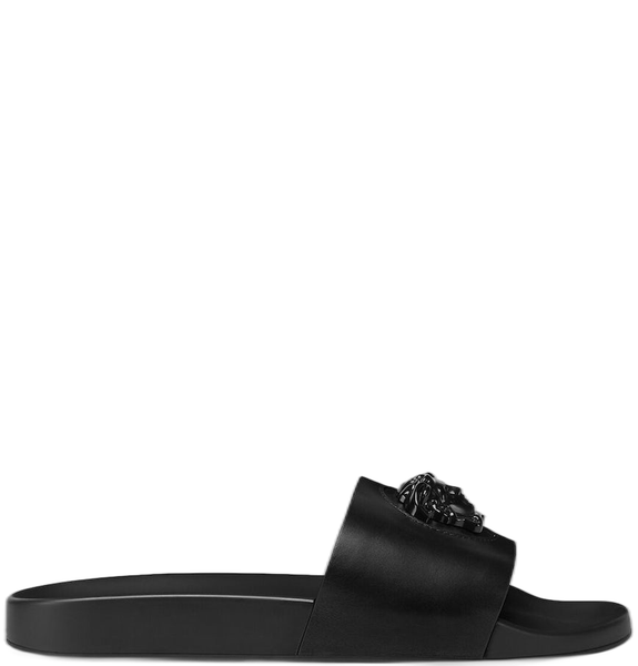  Dép Nam Versace Leather Slides La Medusa 'Black' 