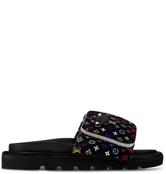  Dép Nữ Louis Vuitton LV x TM Pool Pillow Flat Comfort Mules 'Black' 