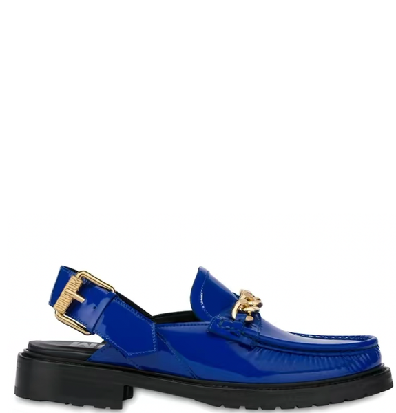  Giày Moschino Nam Metal Chain Patent Loafers 'Blue' 
