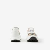  Giày Nam Burberry Check Leather Sneakers 'White Clear Check' 