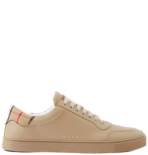  Giày Nam Burberry Leather Check Cotton Sneakers 'Archive Beige' 