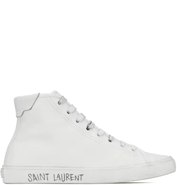  Giày Nam Saint Laurent Malibu Mid Top In Smooth Leather 'Optic White' 