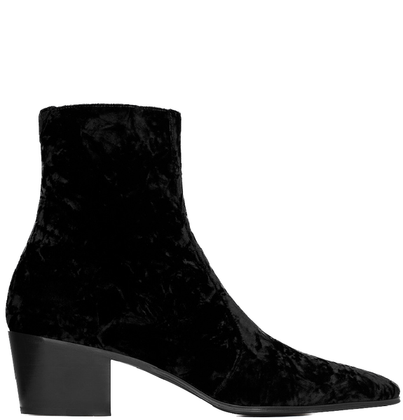  Giày Nam Saint Laurent Vassili Zipped Boots In Velvet 'Noir' 