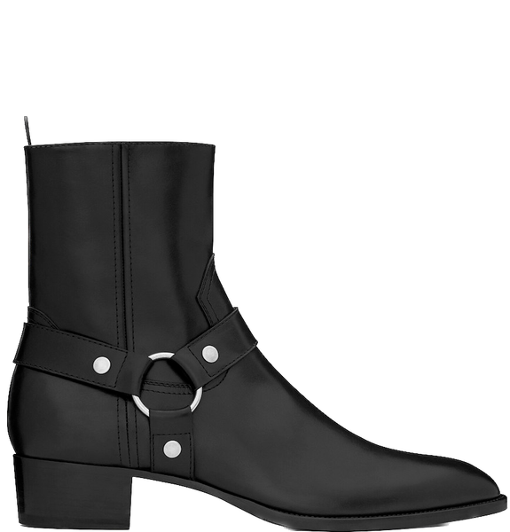  Giày Nam Saint Laurent Wyatt Harness Boots 'Black' 