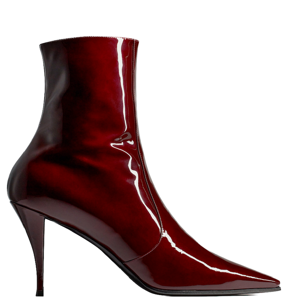  Giày Nam Saint Laurent Ziggy Zipped Boots In Patent Leather 'Deep Bordeaux' 