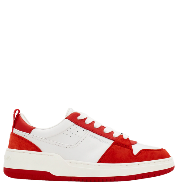  Giày Nam Salvatore Ferragamo Suede Patch Skate Sneaker 'White Red' 