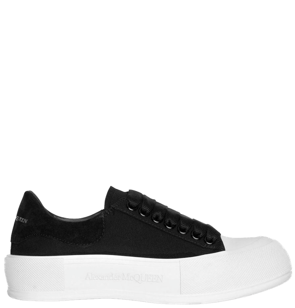  Giày Nữ Alexander McQueen Deck Lace Up Plimsoll 'Black' 