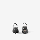 Giày Nữ Burberry Monogram Motif Leather Slingback Pumps 'Black' 