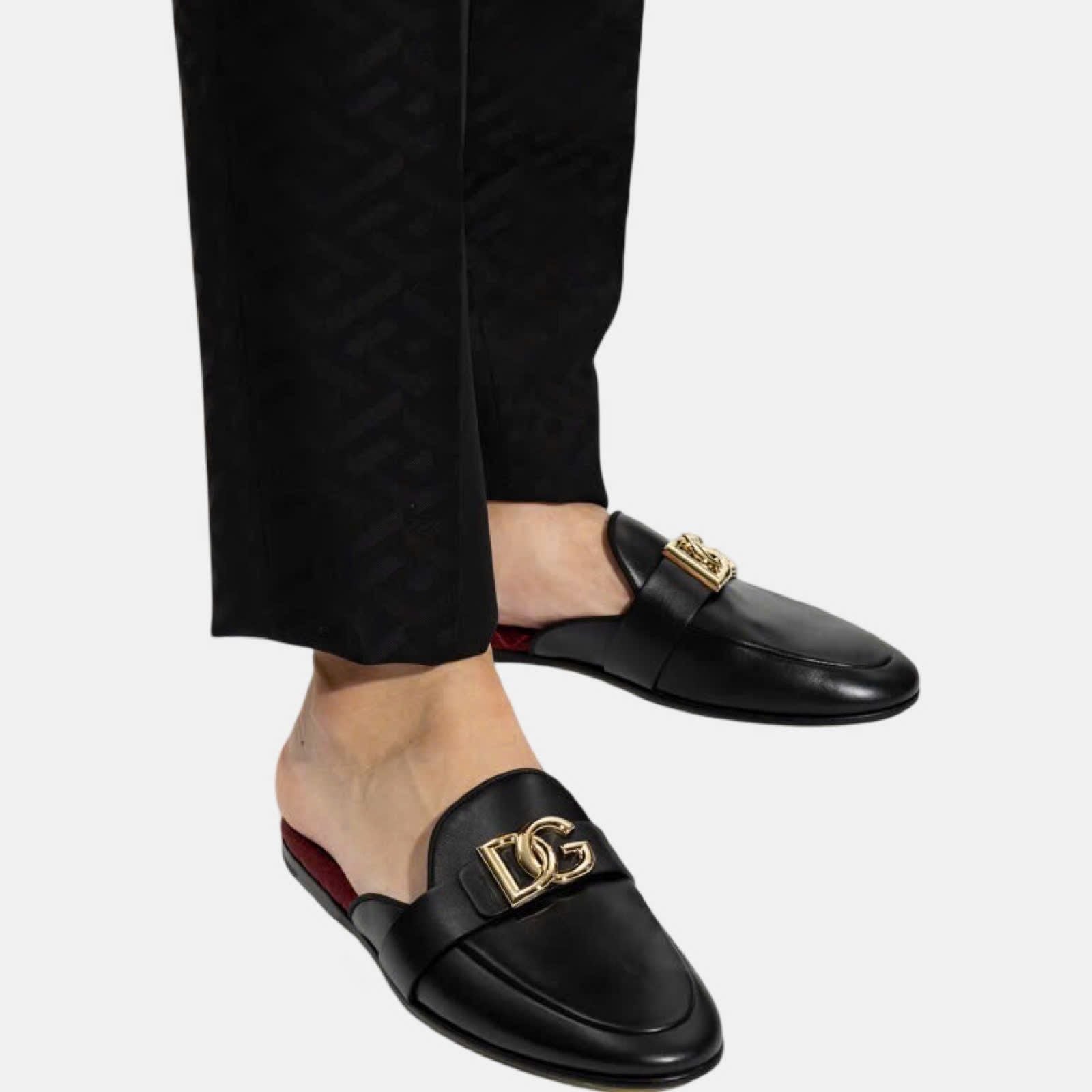  Giày Dolce & Gabbana D&G Leather Loafers 'Black' 