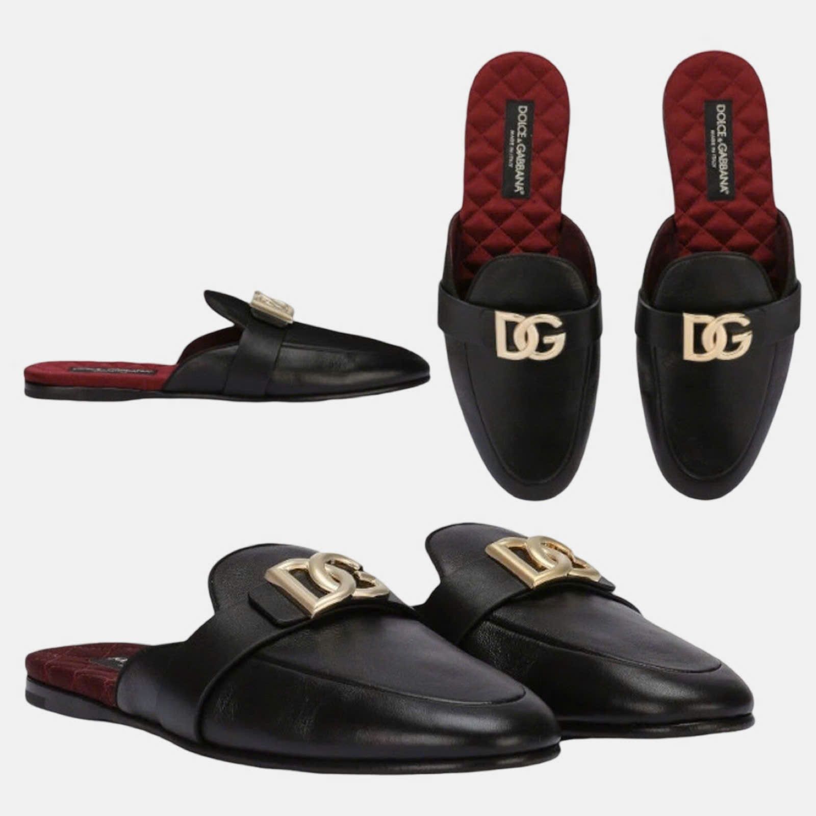  Giày Dolce & Gabbana D&G Leather Loafers 'Black' 