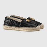  Giày Nữ Gucci Leather Espadrille With Double G 'Black' 