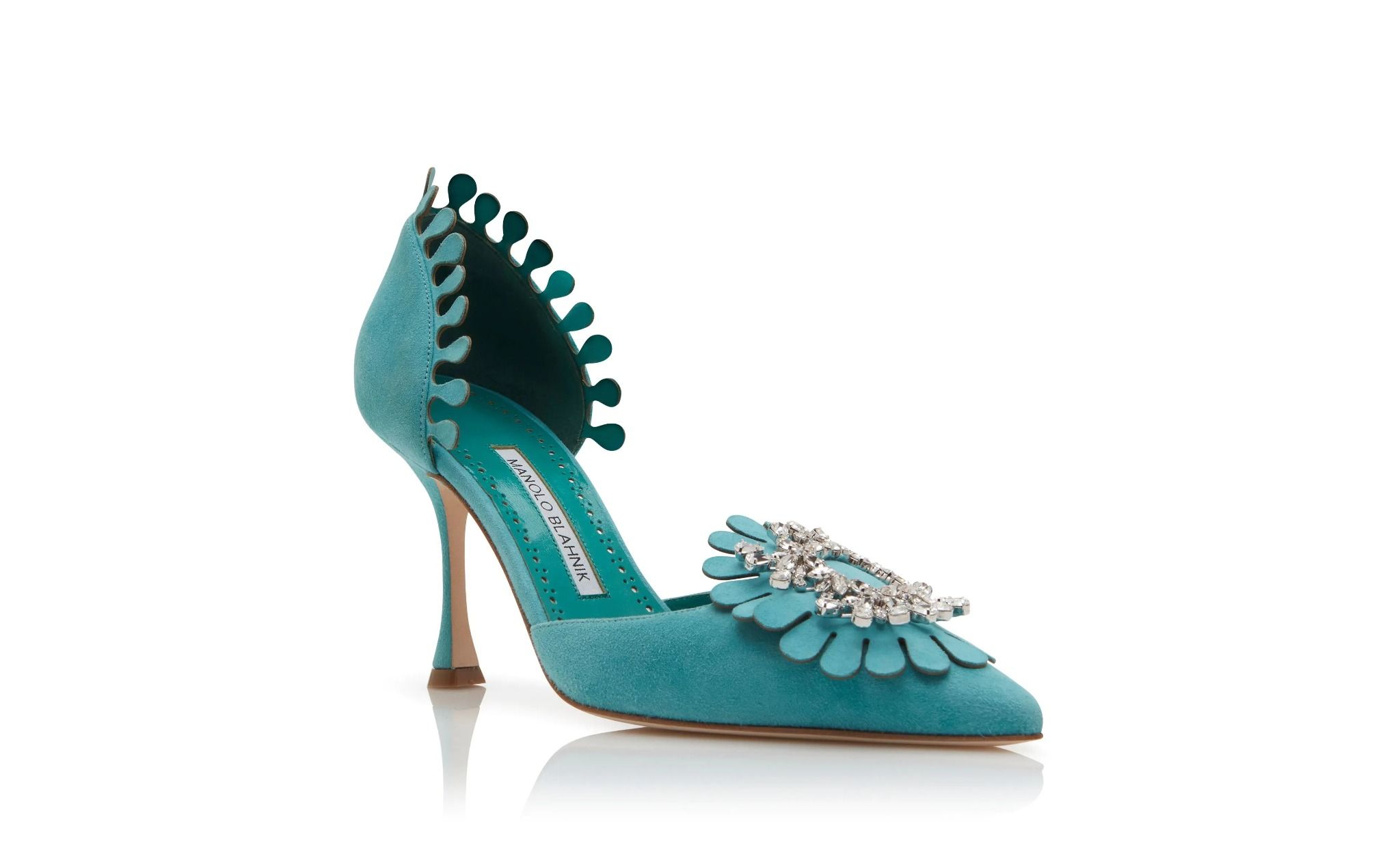  Giày Nữ Manolo Blahnik Shog Suede Jewel Pumps 'Blue' 
