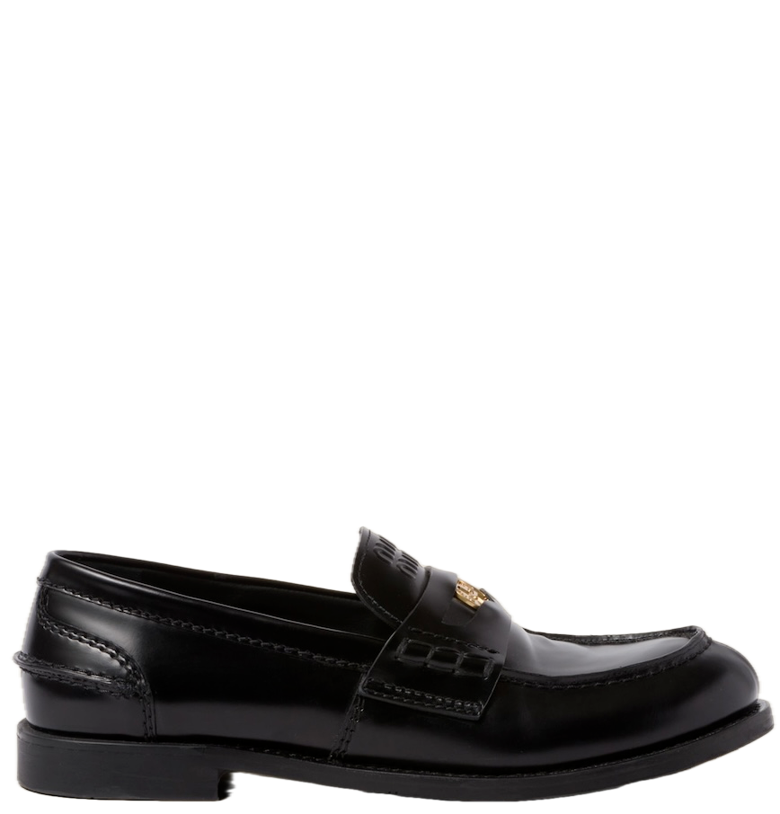  Giày Nữ Miu Miu Leather Penny Loafers 'Black' 