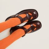  Giày Nữ Miu Miu Leather T-bar Shoes 'Brown' 