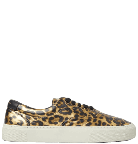  Giày Nữ Saint Laurent Venice Sneakers In Shiny Leopard-Print Leather 'Or Noir' 