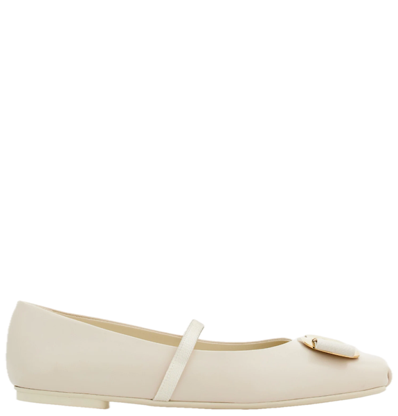  Giày Nữ Salvatore Ferragamo New Vara Plate Ballet Flat 'Mascarpone' 