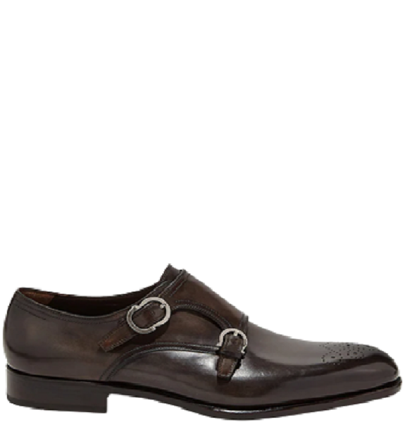  Giày Salvatore Ferragamo Nam Double Monkstrap Stone 'Brown' 