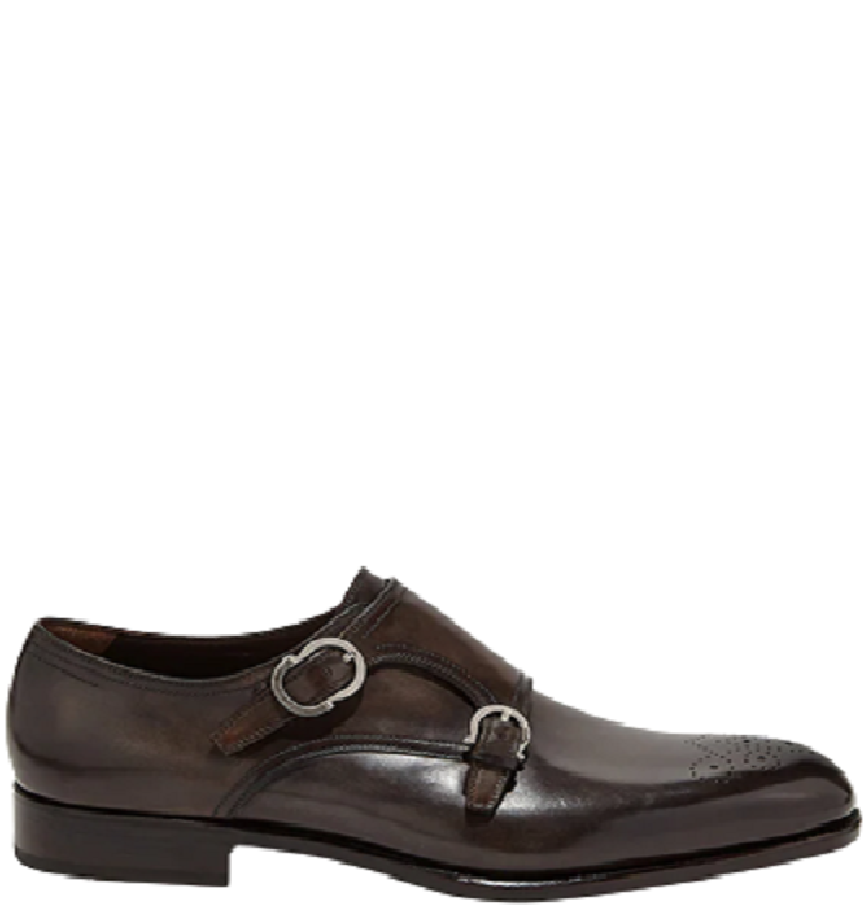  Giày Salvatore Ferragamo Nam Double Monkstrap Stone 'Brown' 