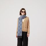  Khăn Gucci GG Jacquard Knit Scarf Tassels 'Navy' 