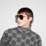  Kính Gucci Aviator Frame Sunglasses 'Solid Grey' 