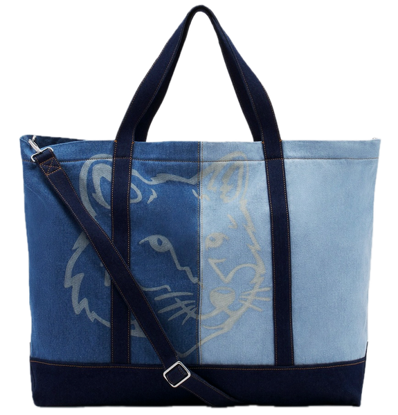  Túi Maison Kitsune Fox Head Weekender Tote 'Blue' 