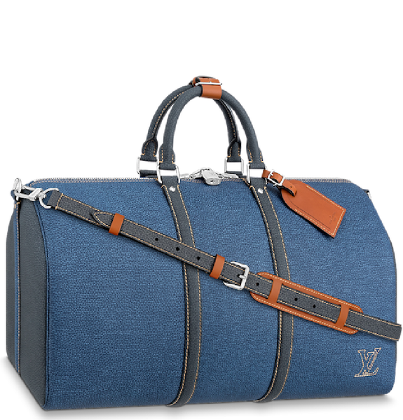  Túi Nam Louis Vuitton Keepall Bandoulière 50 Bag 'Denim Blue' 