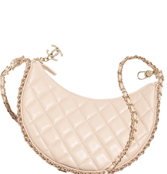  Túi Nữ Chanel Hobo Bag Lambskin Shiny Light Gold Metal 'Ecru' 