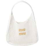  Túi Nữ Miu Miu Woven Fabric Hobo Bag 'White' 