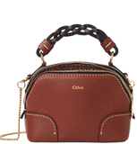  Túi Nữ Chloe Mini Daria Chain Bag In Grained Shiny Calfskin 'Brown' 