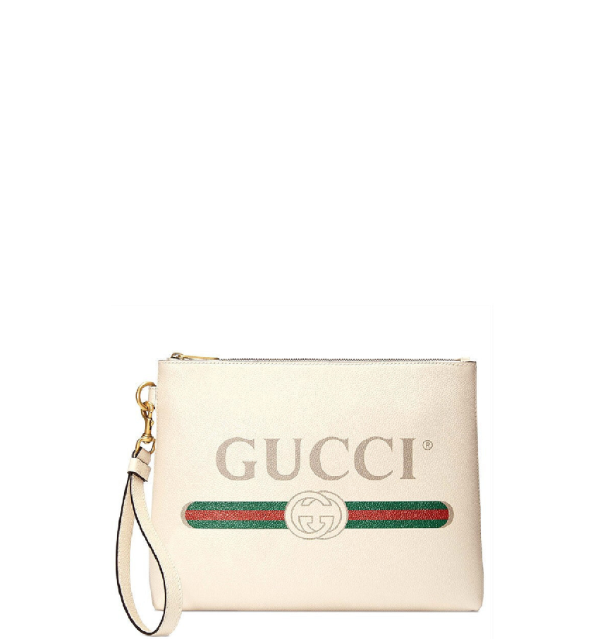  Túi Nữ Gucci Print Clutch Item 'White Leather' 