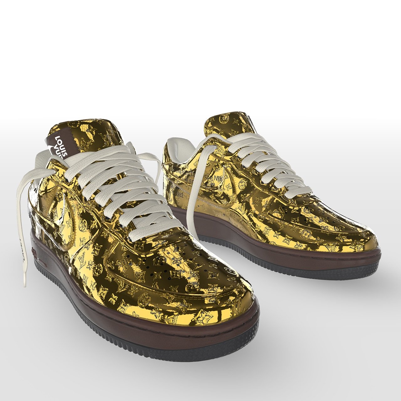 Louis Vuitton Air Force 1 Low by Virgil Abloh in Met Gold Baroque