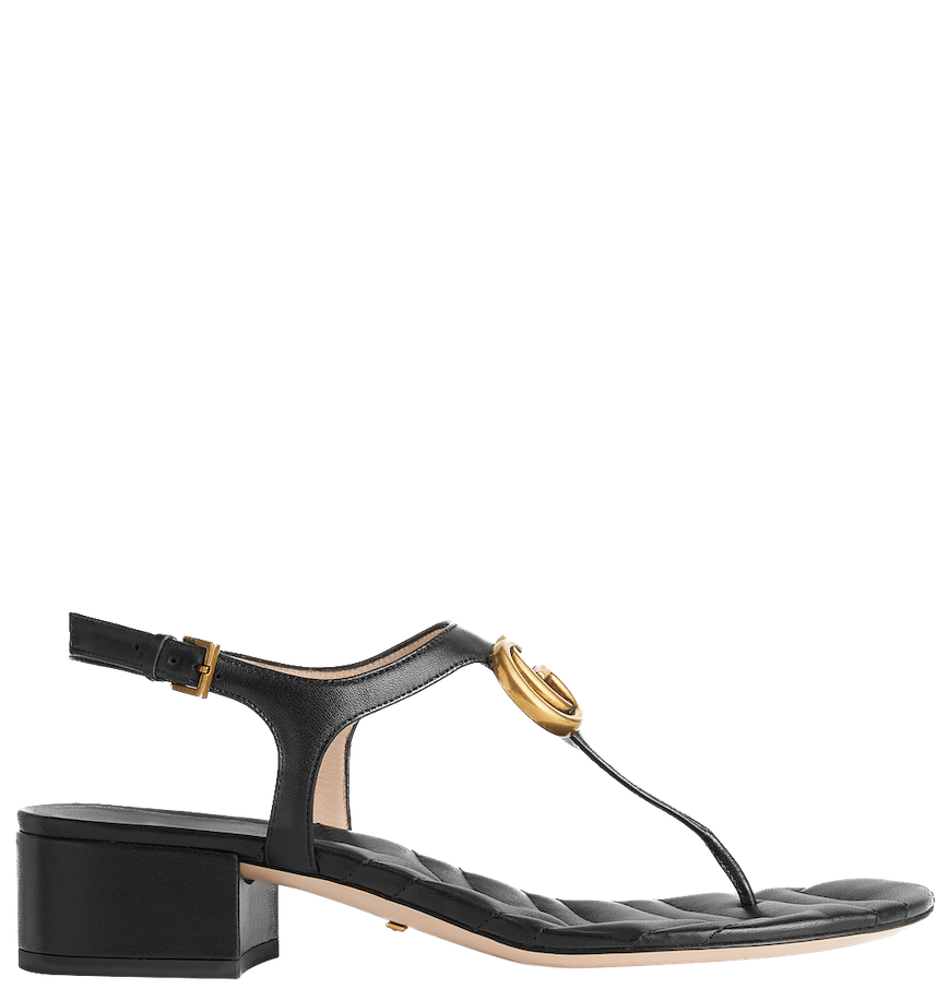  Dép Nữ Gucci Double G Sandal Leather 'Black' 