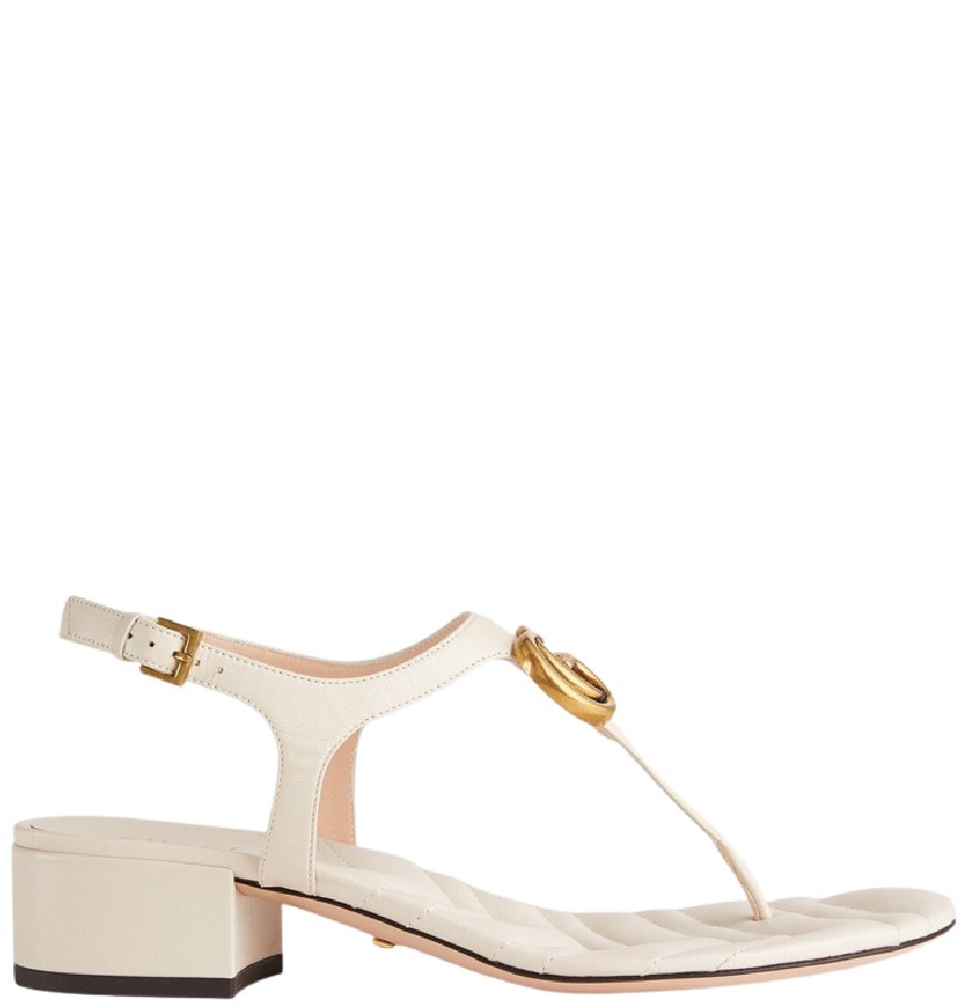  Dép Nữ Gucci Double G Sandal Leather 'White' 