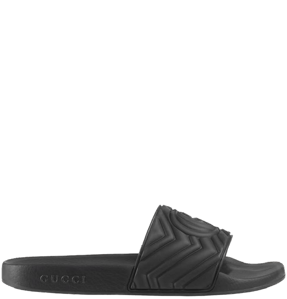  Dép Nam Gucci Matelassé Rubber Slide 'Black' 