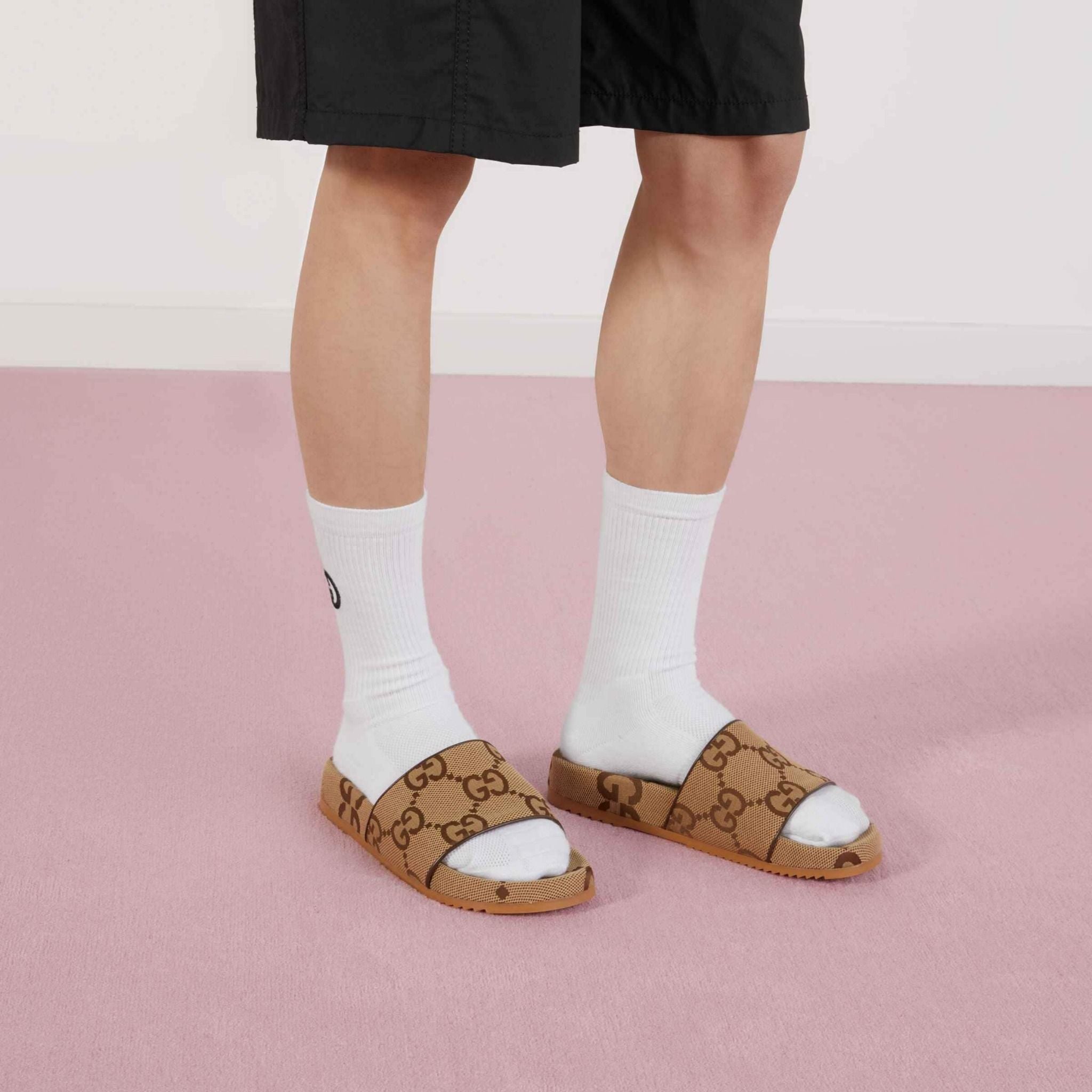  Dép Nam Gucci Maxi GG Canvas Slide Sandal 'Brown' 
