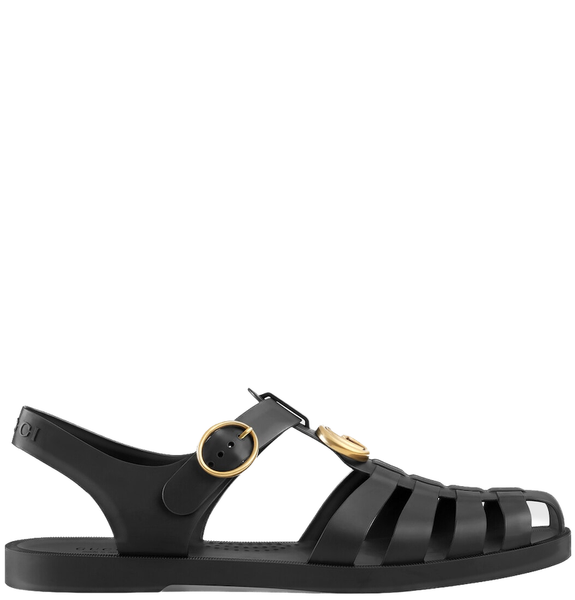  Dép Nam Gucci Rubber Buckle Strap Sandal 'Black' 