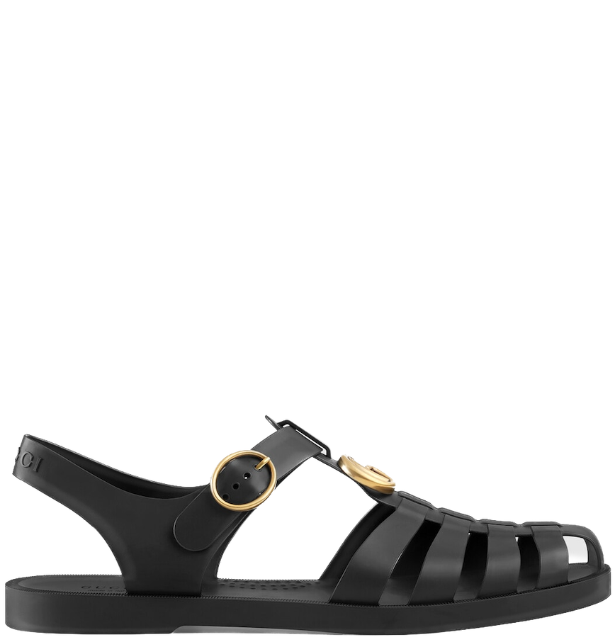  Dép Nam Gucci Rubber Buckle Strap Sandal 'Black' 